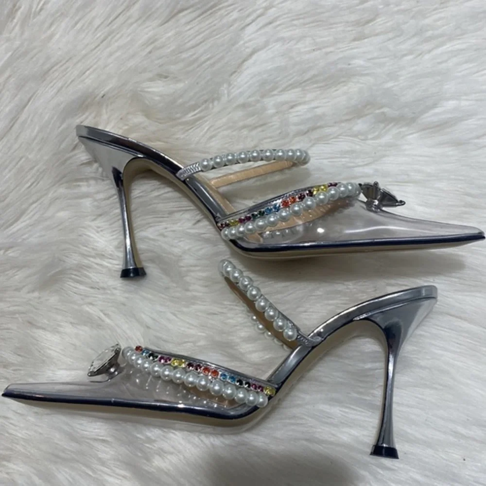 Mach & Mach‎ Diamond of Elizabeth Imitation Pearl pointed toe Mule size 39.5